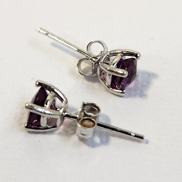 NIB VTG 925 Rhodolite Garnet 1.21cts Stud Earrings - Picture 5 of 11